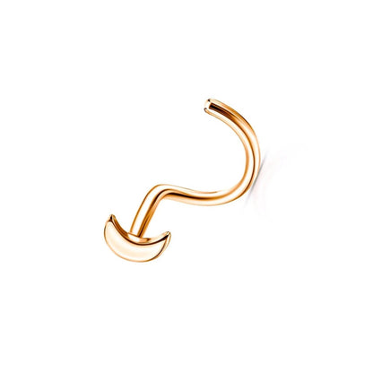14k Rose Gold Crescent Moon Nose Stud | L Bend Nostril Piercing | Tragus or Ear Jewelry Gift for Her. Cushionblue
