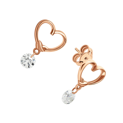 Open Heart Diamond Drop Earrings – Romantic Dangle Earrings for Her in Gold or Silver. Cushionblue