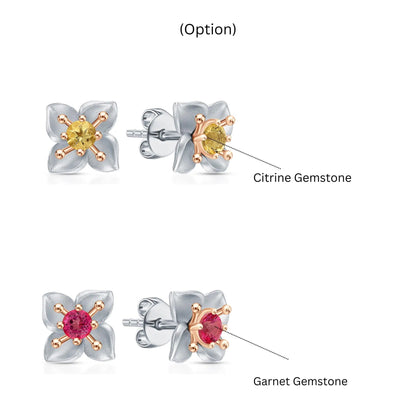 14k Gold Four Leaf Topaz Clover Stud Earrings | Flower Shaped Twinkle Studs | Gift for Women and Girls Cushionblue