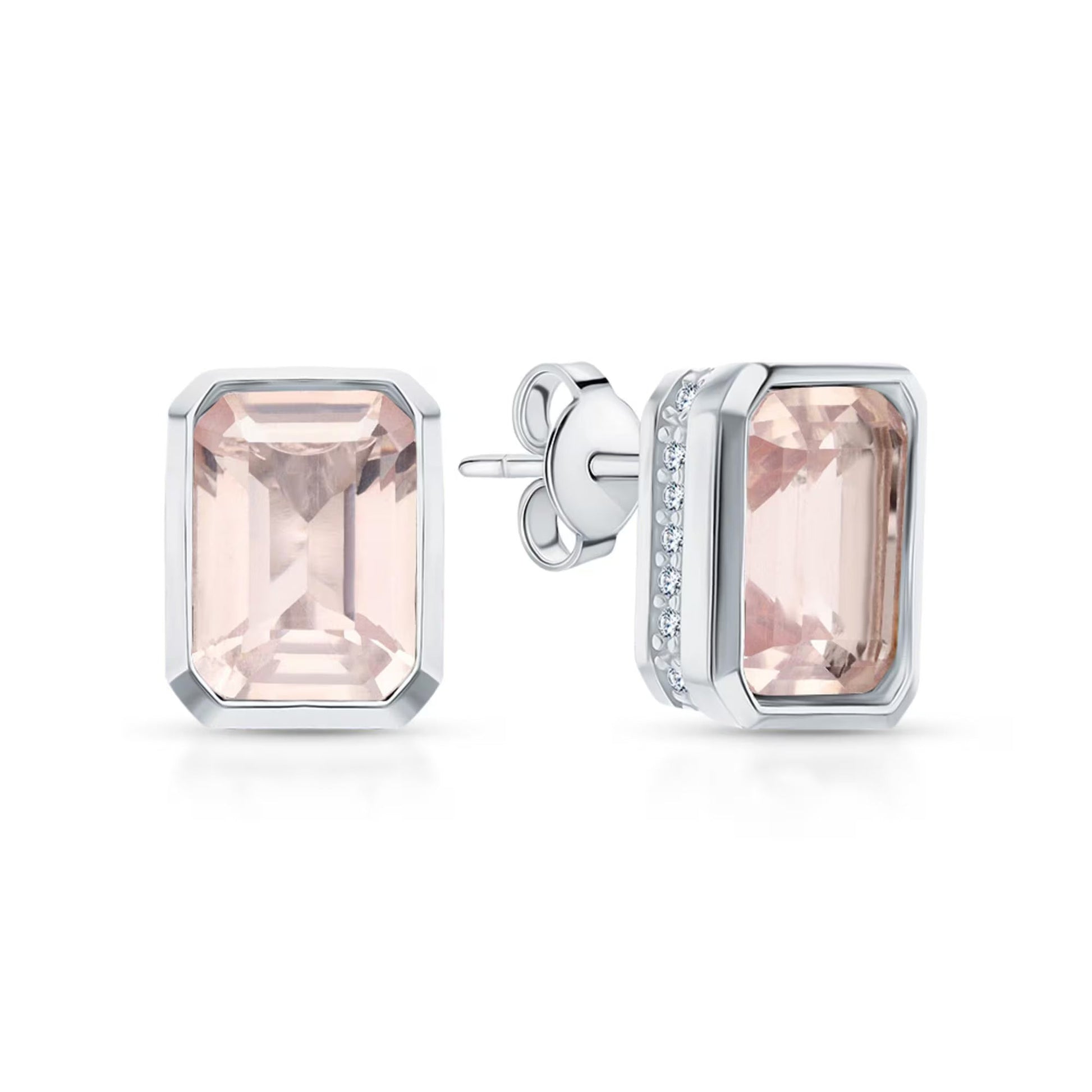 14K Gold Emerald Cut Garnet Stud Earrings | Dainty Red Gemstone Jewelry | Handmade January Birthstone Gift for Her. Cushionblue