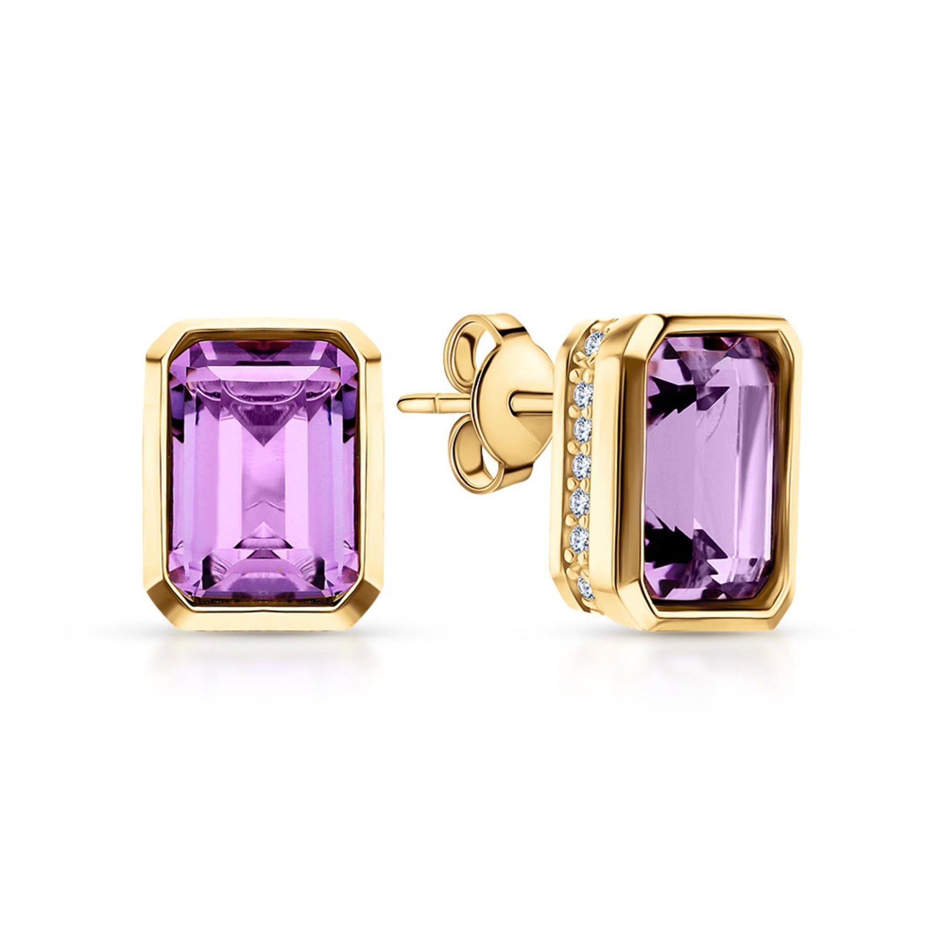 14K Gold Emerald Cut Garnet Stud Earrings | Dainty Red Gemstone Jewelry | Handmade January Birthstone Gift for Her. Cushionblue