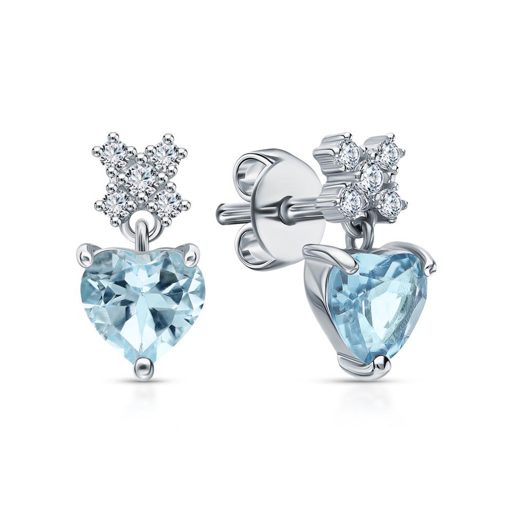14K Gold Heart Paw Print Stud Earrings | Diamond Pugmark Footprint Jewelry | Pet Lover Gemstone Earring Cushionblue