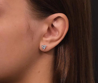 Minimalist Triangle Stud Earrings - Dainty Crystal Studs, Sterling Silver or Gold,  Geometric Earrings Cushionblue