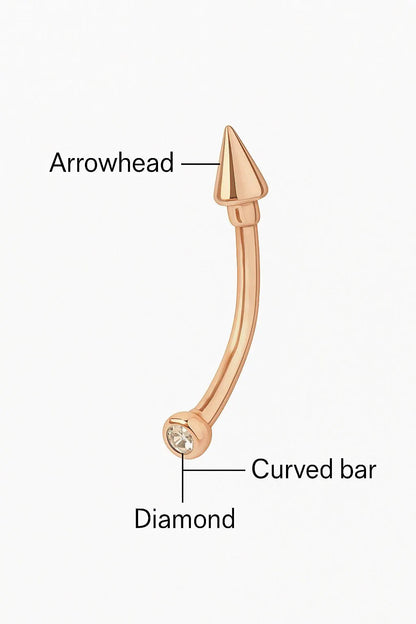 14K Gold Eyebrow Ring with Spikes | Cone Daith, Rook, Lip, Cartilage, and Eyebrow Piercing Jewelry, Gift for Her. Cushionblue