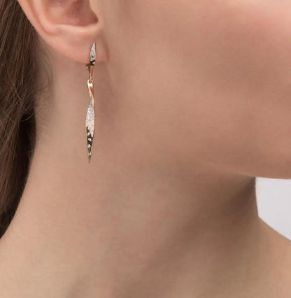 Rose Gold Latch back Unique earrings with diamonds (0.36 ct) - cushionblue
