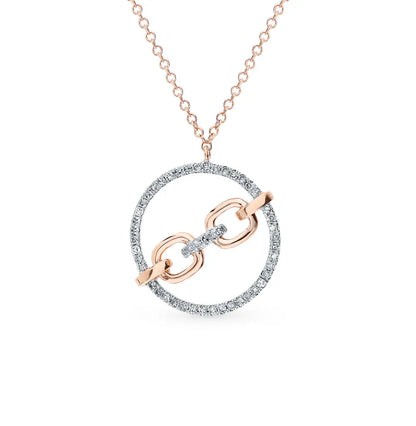 Rose Gold Round Pendants necklace with diamonds - cushionblue