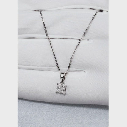 White Gold Square pendant necklace with diamonds