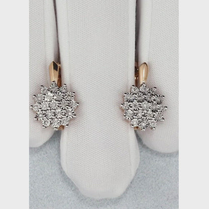 Rose Gold Latch back Flower shape earrings with diamonds
