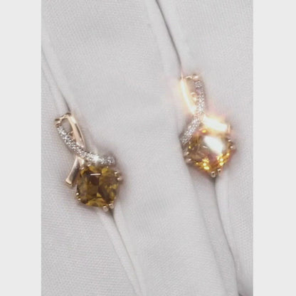 Rose Gold Latch back earrings with Cushion cut Sultanates and diamonds