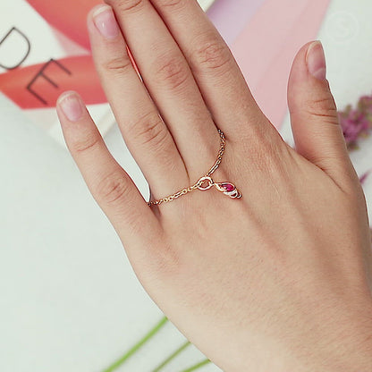 Rose Gold Marquise pendant necklace with rubies and diamonds