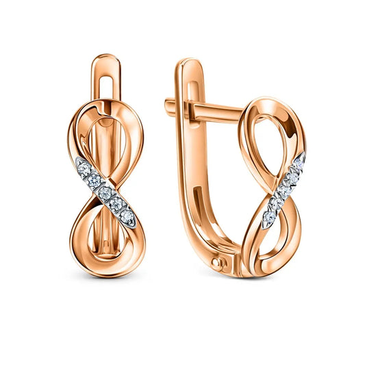Rose Gold Latch back earrings with diamonds(0.02ct) Cushionblue