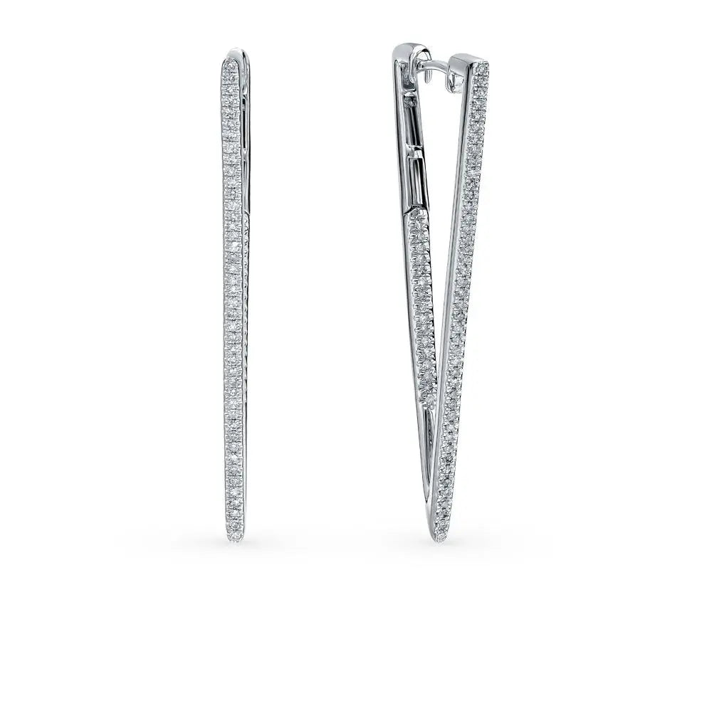 White Gold Latch back earrings with diamonds(0.39 ct) - cushionblue
