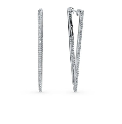White Gold Latch back earrings with diamonds(0.39 ct) - cushionblue