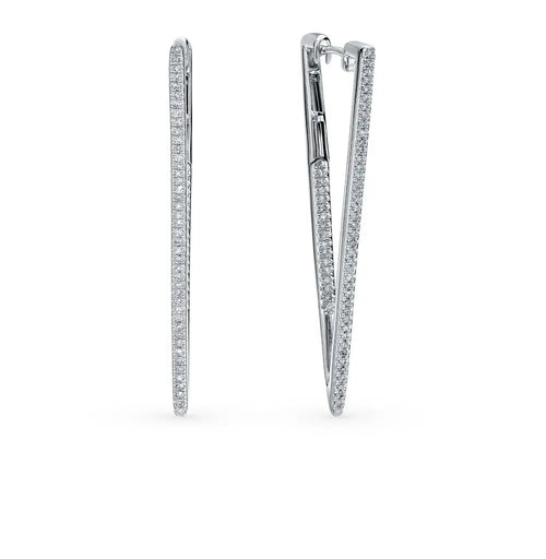 White Gold Latch back earrings with diamonds(0.39 ct) - cushionblue