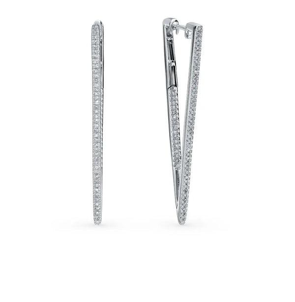White Gold Latch back earrings with diamonds(0.39 ct) - cushionblue
