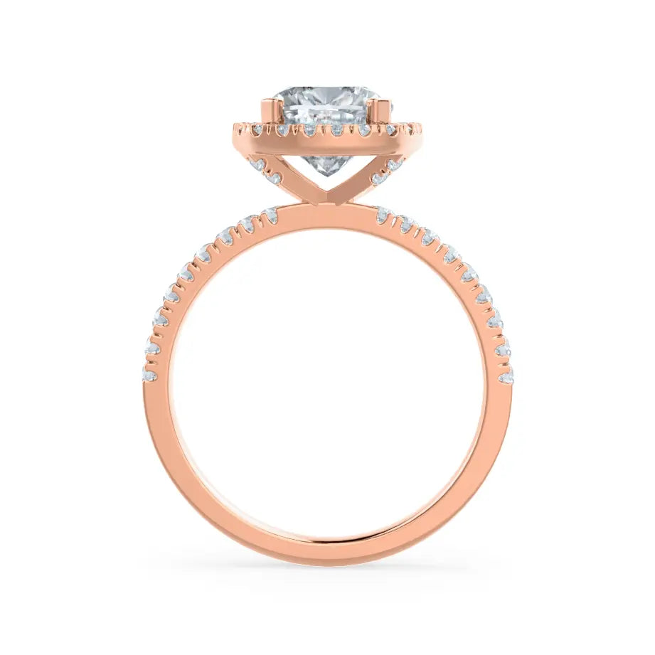 Cushion cut Natural Diamond Rose Gold Halo Ring 0.33ct - cushionblue