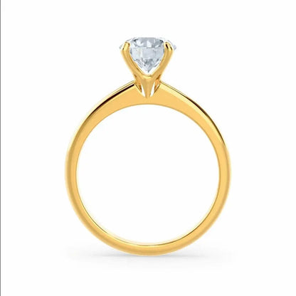 Round Cut Natural Diamond Solitaire Yellow Gold Ring - cushionblue