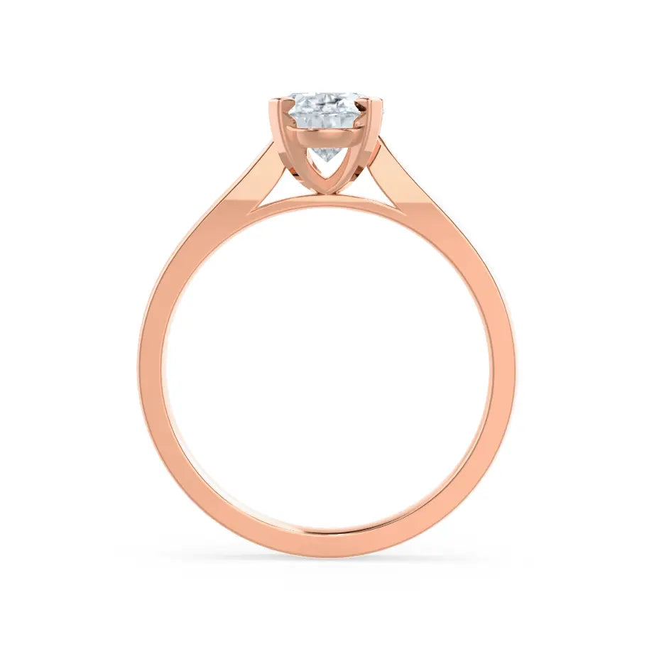 Oval Cut Rose Gold tapered mount Diamond Solitaire Ring - cushionblue