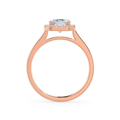 Emerald Cut Natural Diamond Rose Gold Halo Ring (1.75ct) - cushionblue