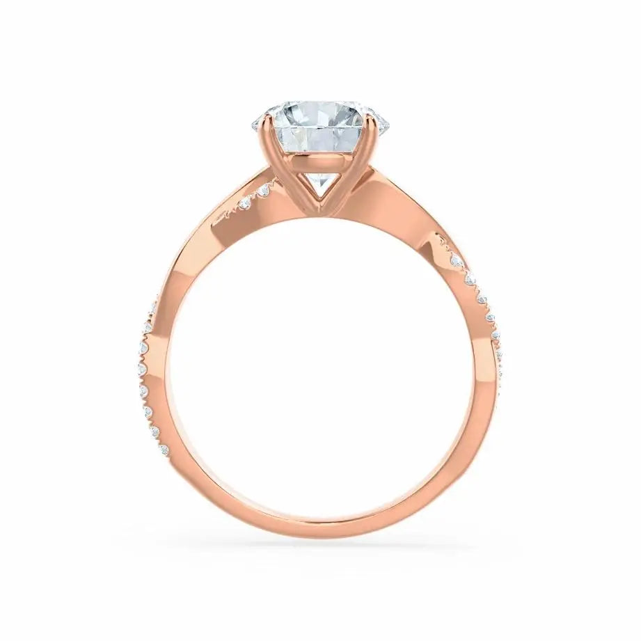 Petite Twist Rose Gold Diamond Engagement Ring - cushionblue