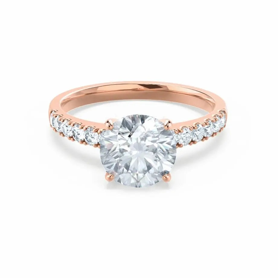 Scalloped Pavé Rose Gold Diamond Engagement Ring - cushionblue