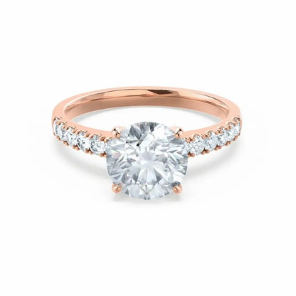 Scalloped Pavé Rose Gold Diamond Engagement Ring - cushionblue