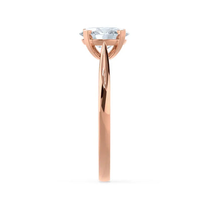 Oval Cut Rose Gold tapered mount Diamond Solitaire Ring - cushionblue