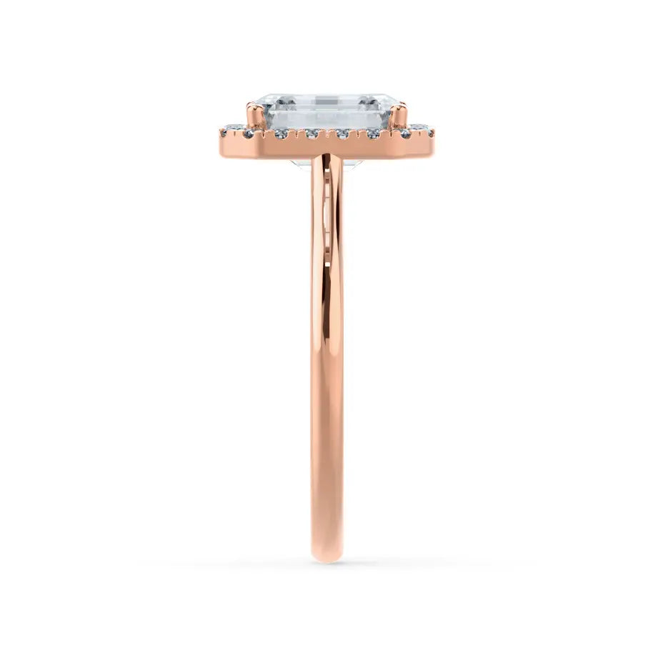 Emerald Cut Natural Diamond Rose Gold Halo Ring (1.75ct) - cushionblue