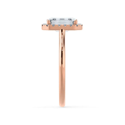 Emerald Cut Natural Diamond Rose Gold Halo Ring (1.75ct) - cushionblue
