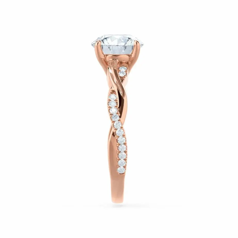 Petite Twist Rose Gold Diamond Engagement Ring - cushionblue
