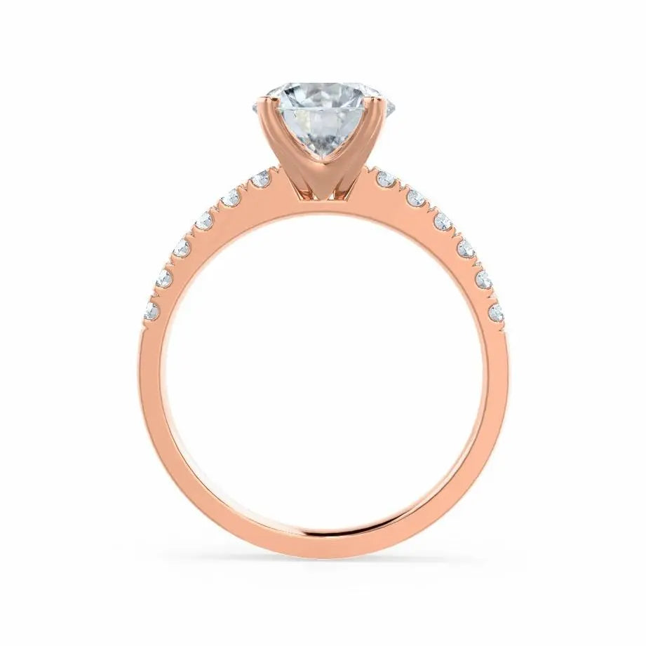 Scalloped Pavé Rose Gold Diamond Engagement Ring - cushionblue