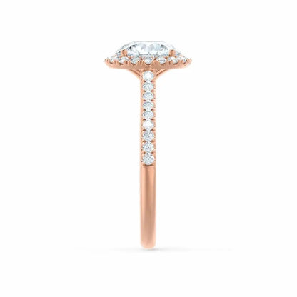 Round cut Natural Diamond Rose Gold Petite Halo Ring - cushionblue