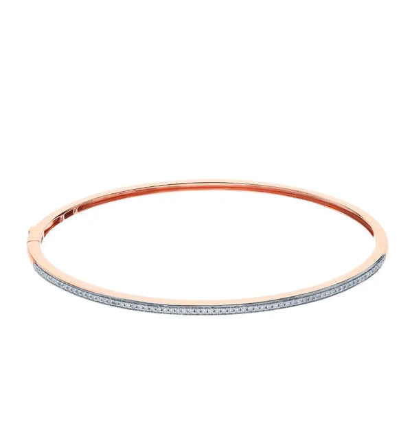 Rose Gold Bangle Bracelets in 10K (0.36tcw) - cushionblue
