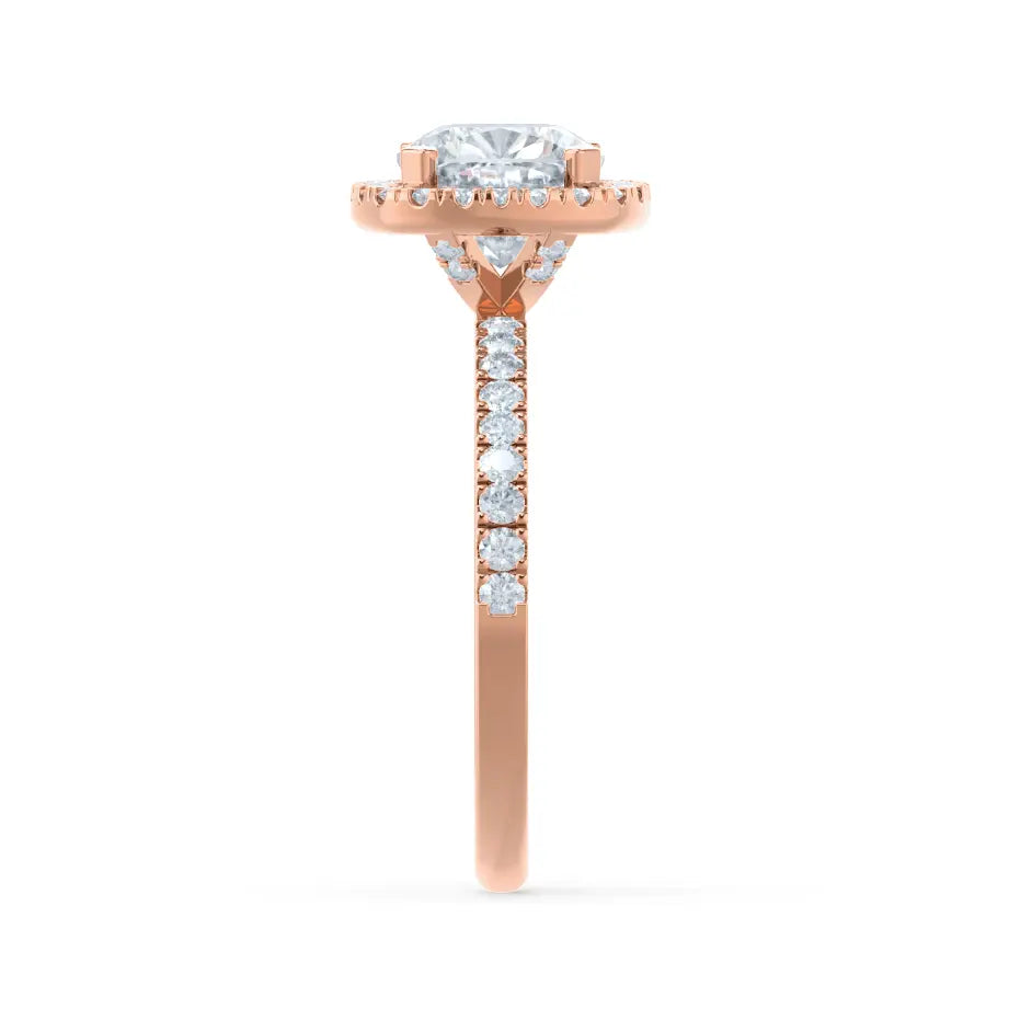 Cushion cut Natural Diamond Rose Gold Halo Ring 0.33ct - cushionblue