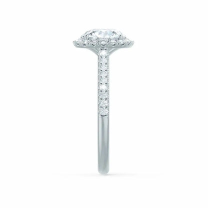 Round cut Natural Diamond Platinum Petite Halo Ring - cushionblue