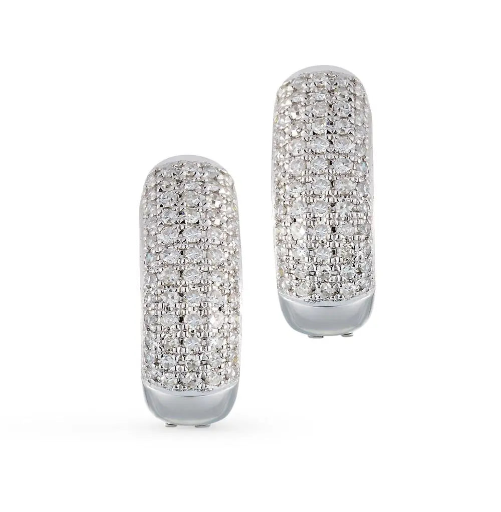 White Gold Latch back earrings with diamonds(0.09 ct, 0.20 ct) - cushionblue