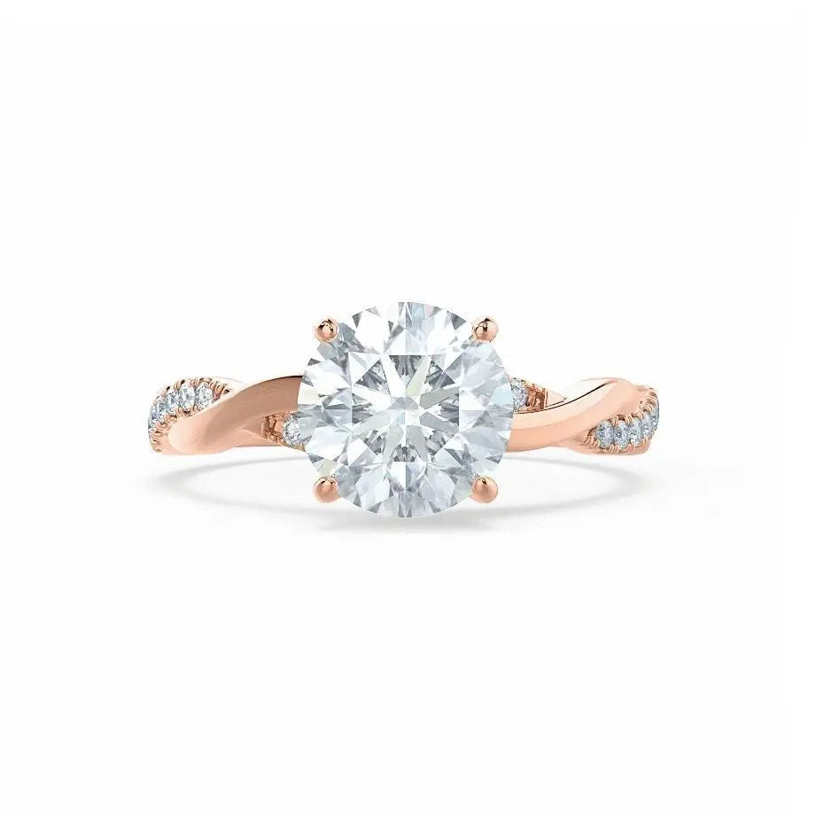 Petite Twist Rose Gold Diamond Engagement Ring - cushionblue