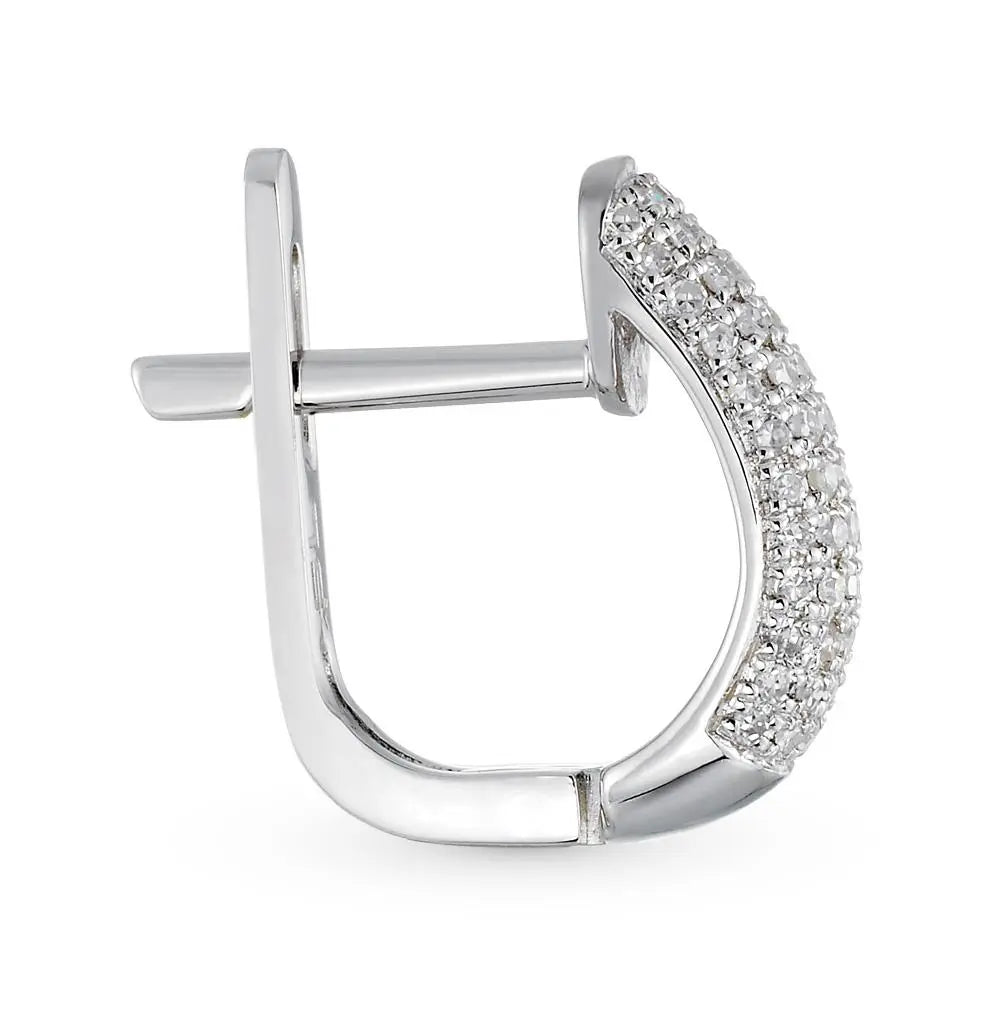 White Gold Latch back earrings with diamonds(0.09 ct, 0.20 ct) - cushionblue