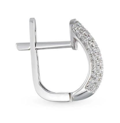 White Gold Latch back earrings with diamonds(0.09 ct, 0.20 ct) - cushionblue