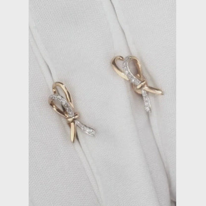 Rose Gold Unique design Studs with screws earrings with diamonds