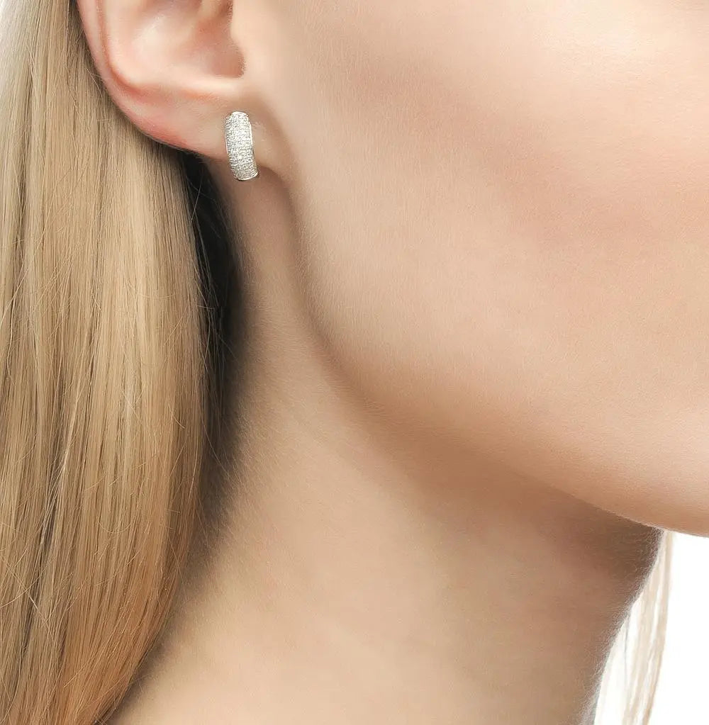 White Gold Latch back earrings with diamonds(0.09 ct, 0.20 ct) - cushionblue