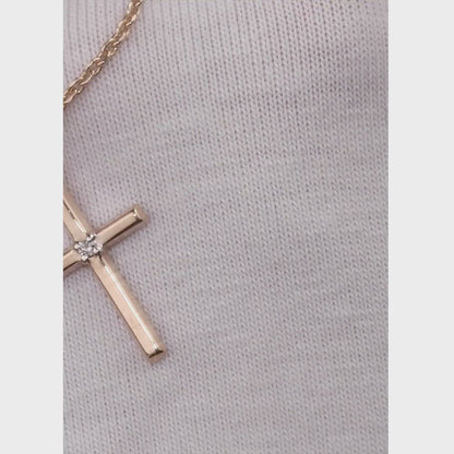 Rose Gold Cross pendant necklace with diamonds