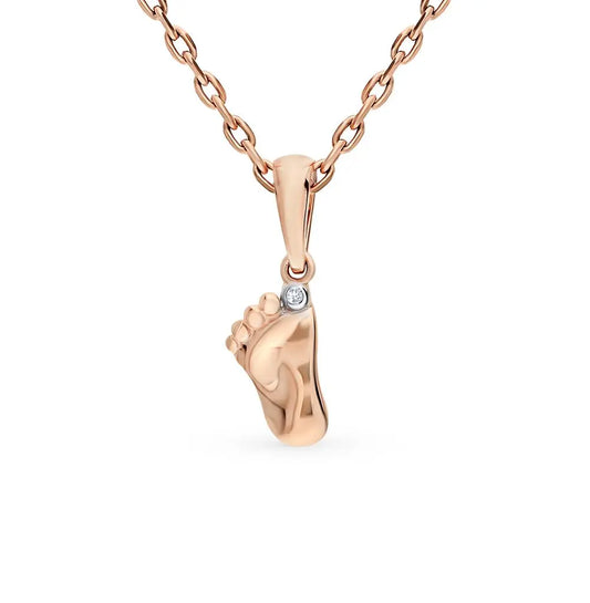 Diamond with Rose Gold footprint pendant necklace - cushionblue