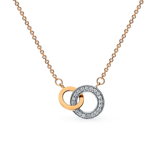 Double Round Diamond Rose Gold pendant necklace Cushionblue