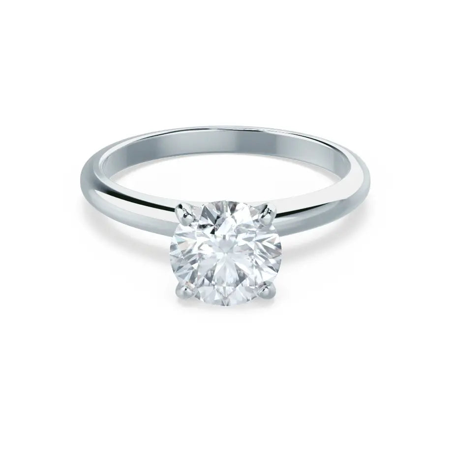 Round Cut Natural Diamond Solitaire Platinum Ring - cushionblue