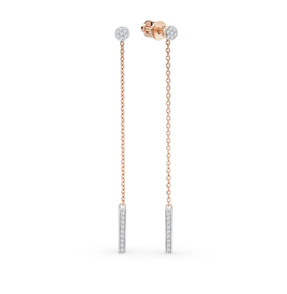 Rose Gold Studs with screws earrings with diamonds(0.11ct) Cushionblue
