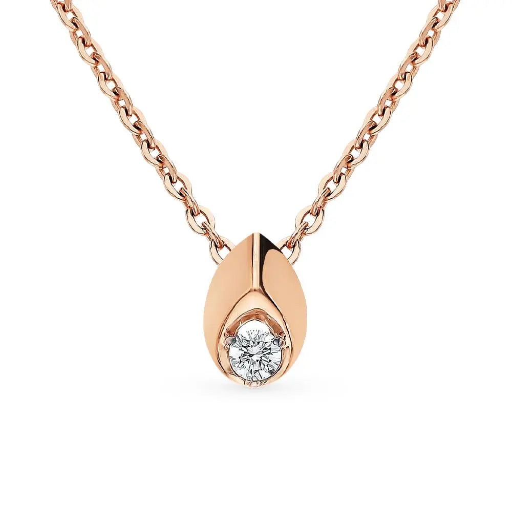 Diamond With Rose Gold Round pendant necklace - cushionblue