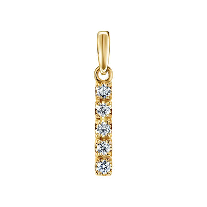 Yellow Gold Stick pendant necklace with diamonds - cushionblue