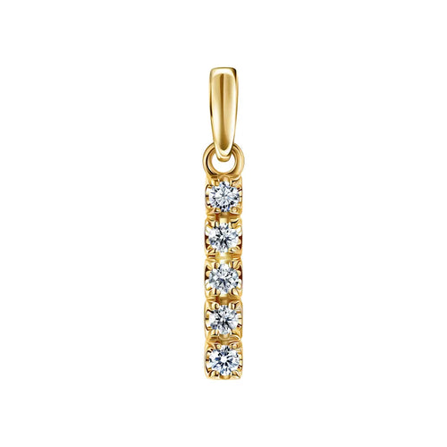 Yellow Gold Stick pendant necklace with diamonds - cushionblue