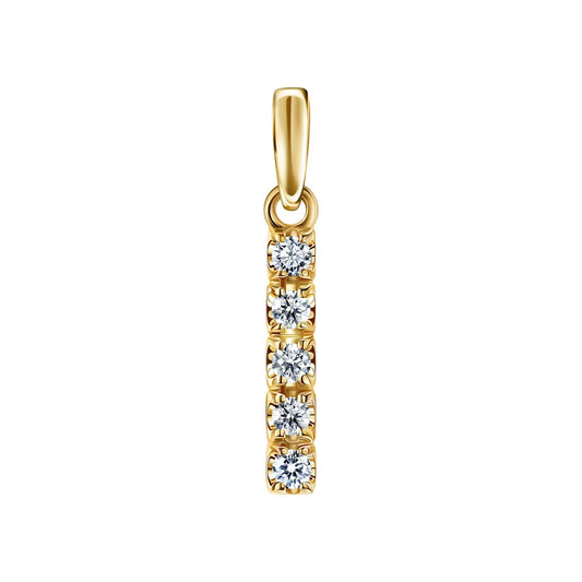 Yellow Gold Stick pendant necklace with diamonds - cushionblue